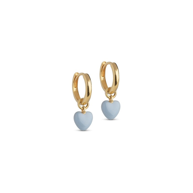 Amore hoops med steel blue hejrter fra ENAMEL Copenhagen