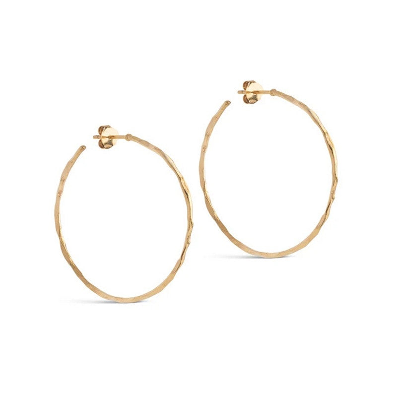 Enamel Organic Arena hoops i forgyldt sølv 45 mm med hamret overflade