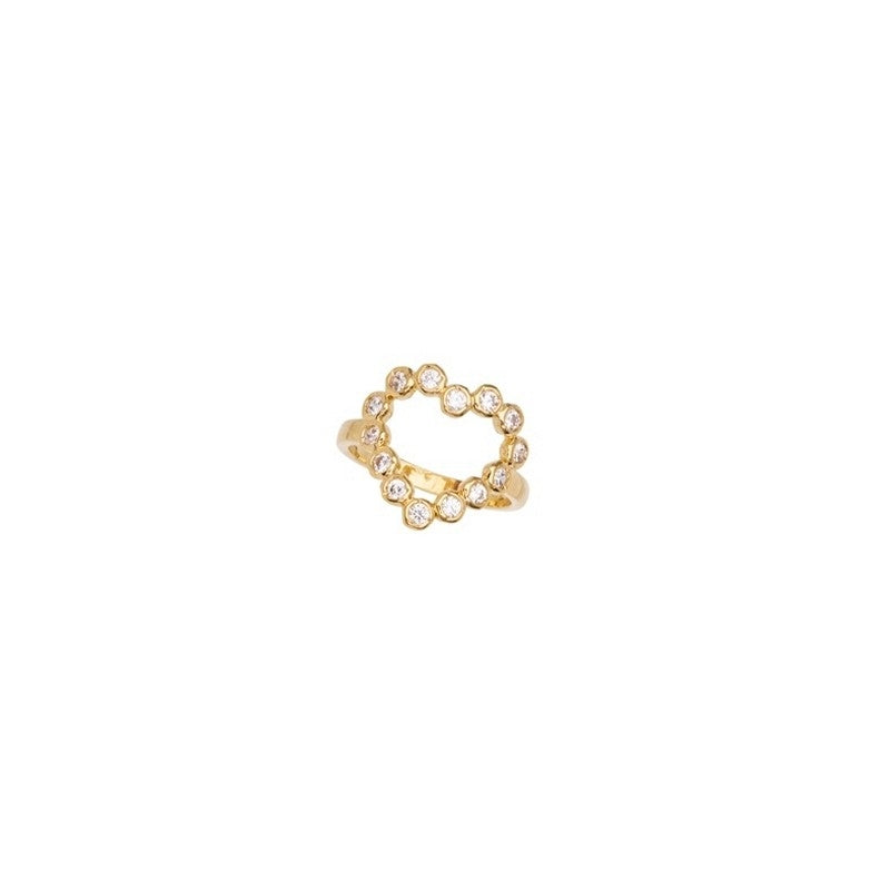Elva Heart Crystal ringen fra Pico Copenhagen i forgyldt messing