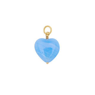 Pico Copenhagen French Grande Heart vedhæng i messing med blåt glashjerte – 25 mm