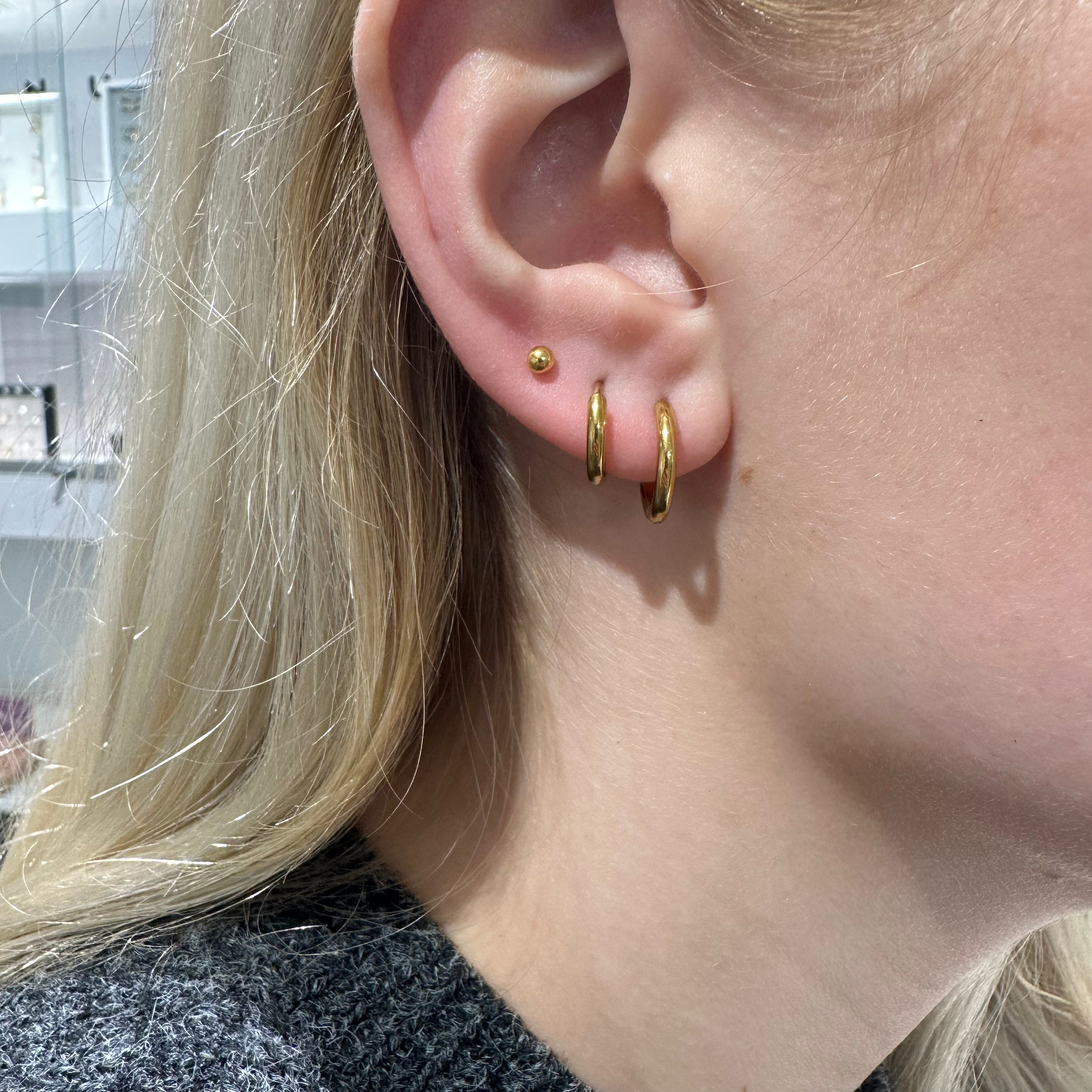 100% Titanium - Nikkelfri creoler i forgyldt titanium 12 mm