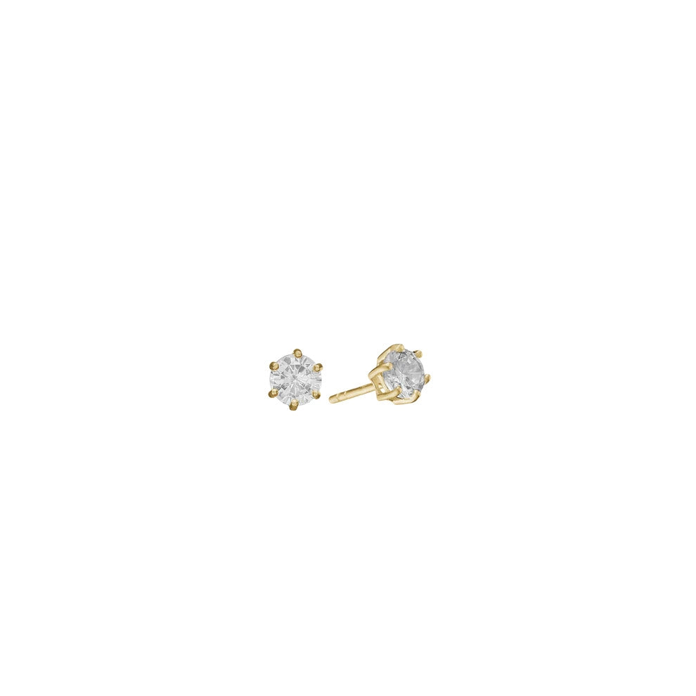 8 kt guld ørestikker 5 grabber med zirkonia - 4mm