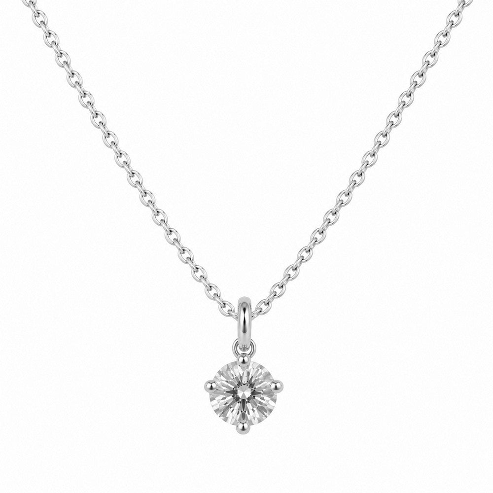 Solitaire halskæde i rhodineret sølv med 6 mm zirkonia