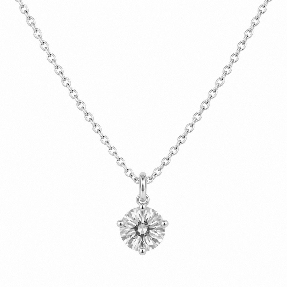 Solitaire halskæde i rhodineret sølv med 7 mm zirkonia