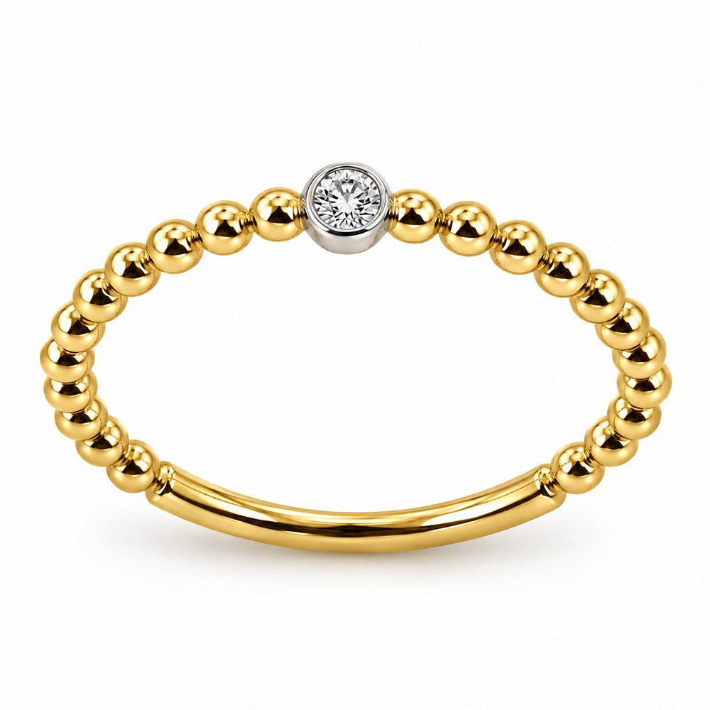 Kuglering i 14 kt guld med diamant i lukket fatning af hvidt guld