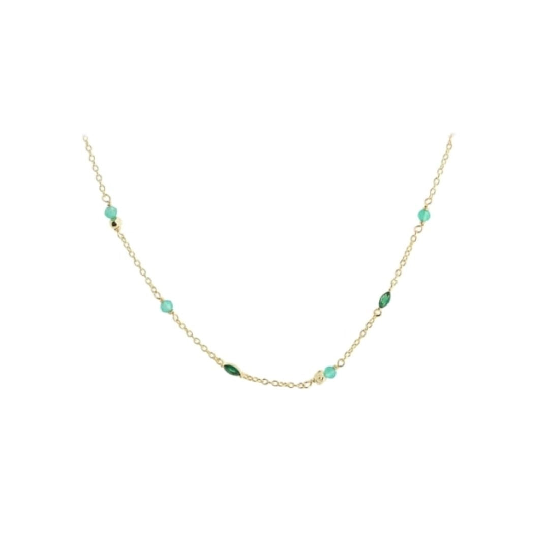Aqua Dulce - Green Garden Necklace i forgyldt sterlingsølv