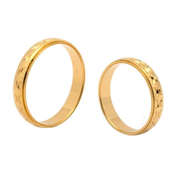 Vielsesringe i guld 3,5 mm med mønster fra Scrouples – klassiske ringe med mulighed for brillant i dameringen