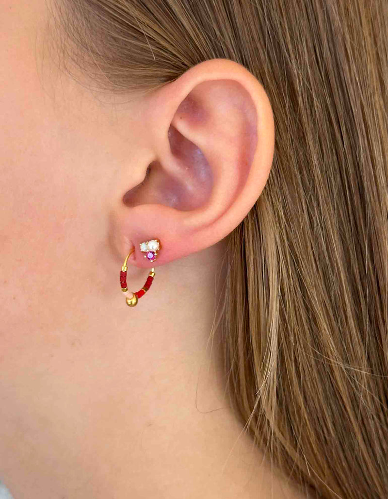Nuni Heidi Red hoops i forgyldt sølv detalje