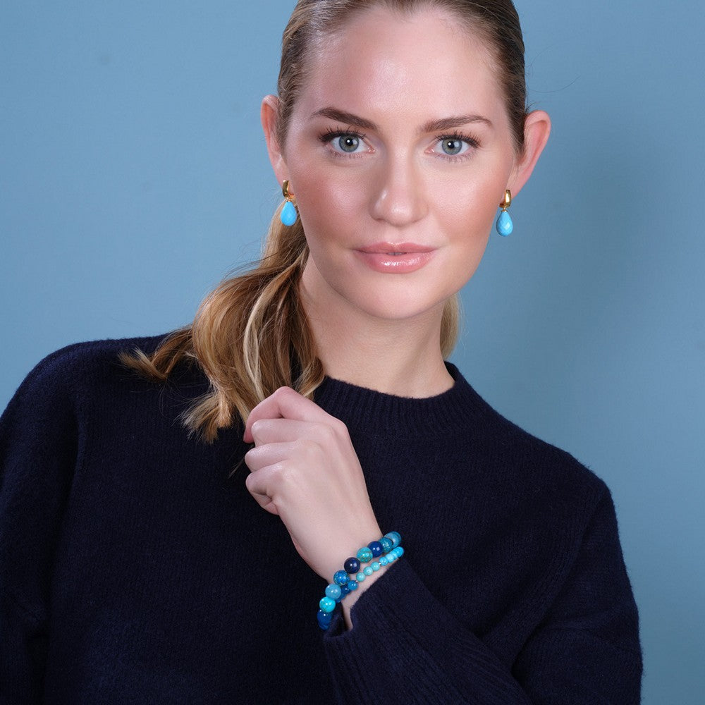 Heide Heinzendorff armbånd i sølv med lapis lazuli, svampekvarts, blå agat og howlit 10 mm