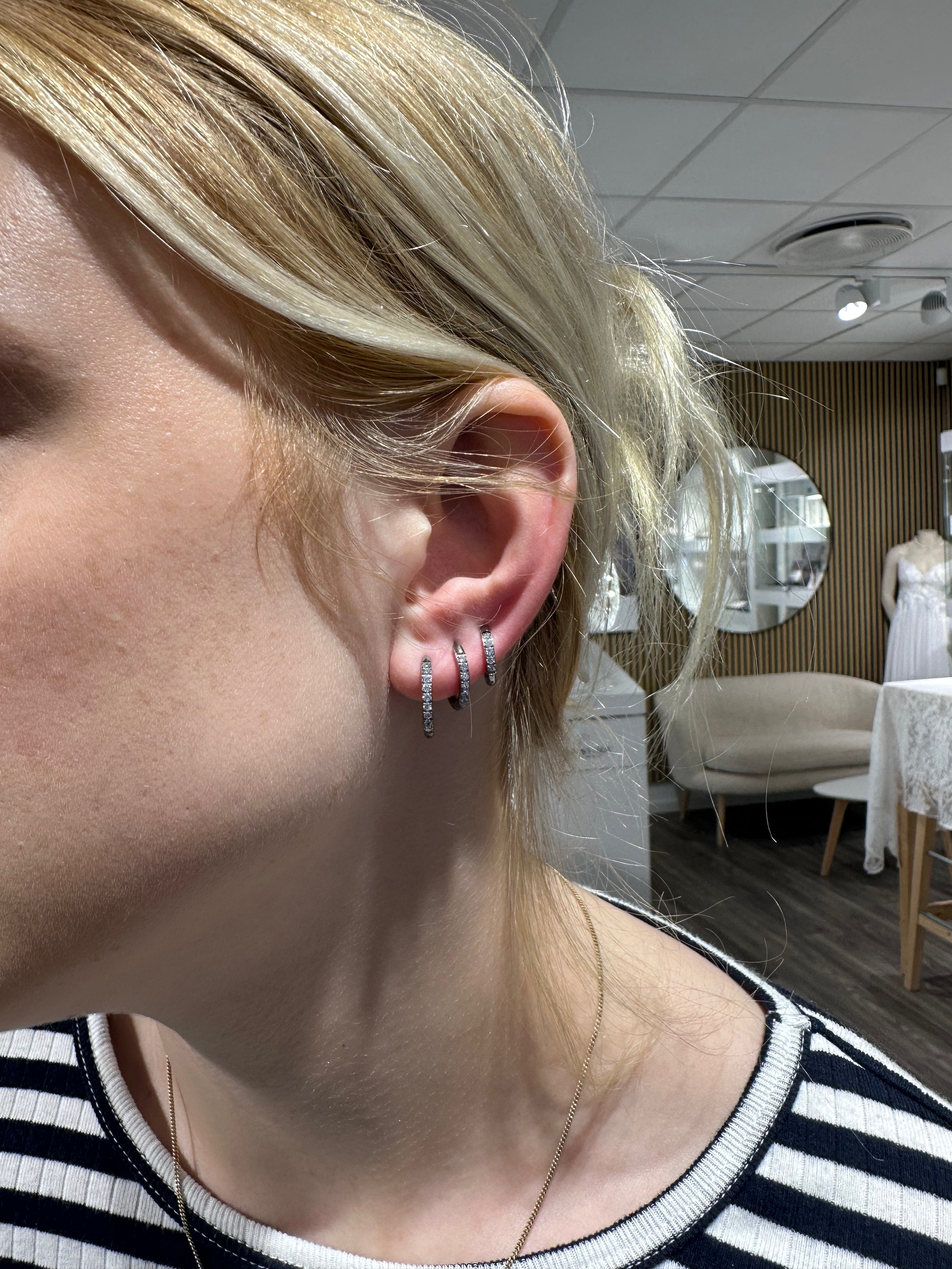 100% Titanium - Nikkelfri creoler i titanium med zirkonia 12 mm