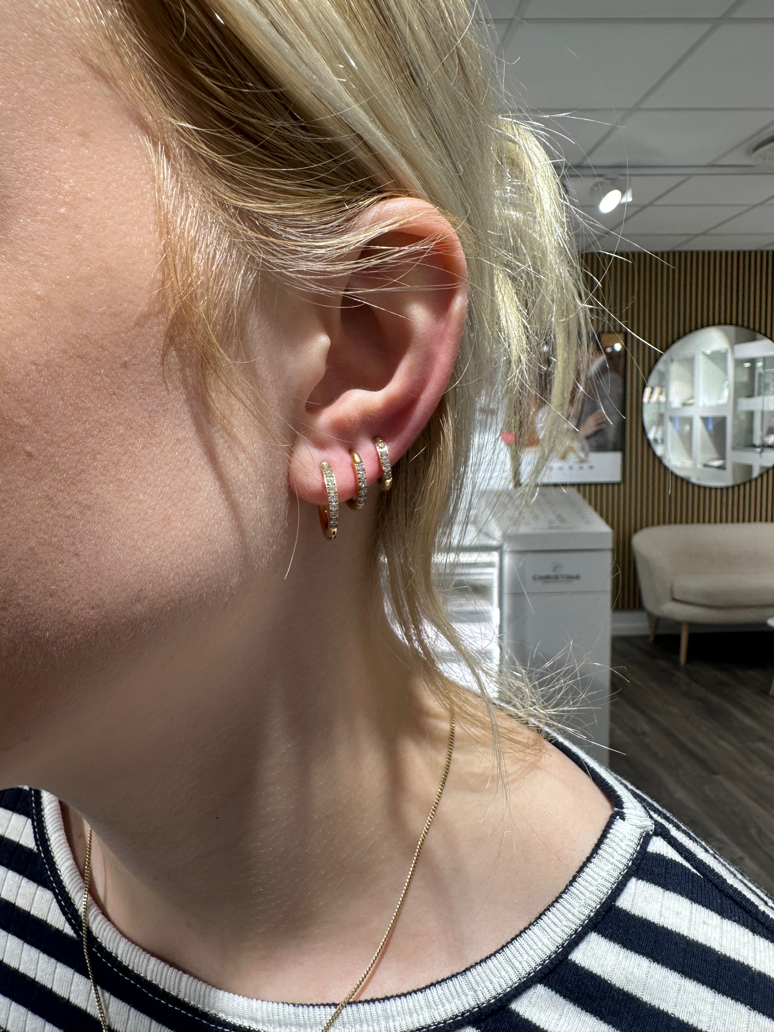 100% Titanium - Nikkelfri creoler i forgyldt titanium med zirkonia 12 mm