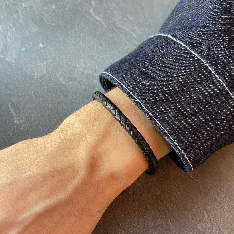 Rico's - Læderarmbånd til mænd i flettet læder RC504S 3