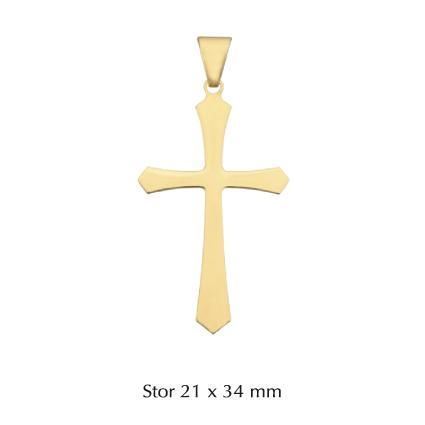 Kors vedhæng i 8-14 kt. guld. 21 x 34 mm Large