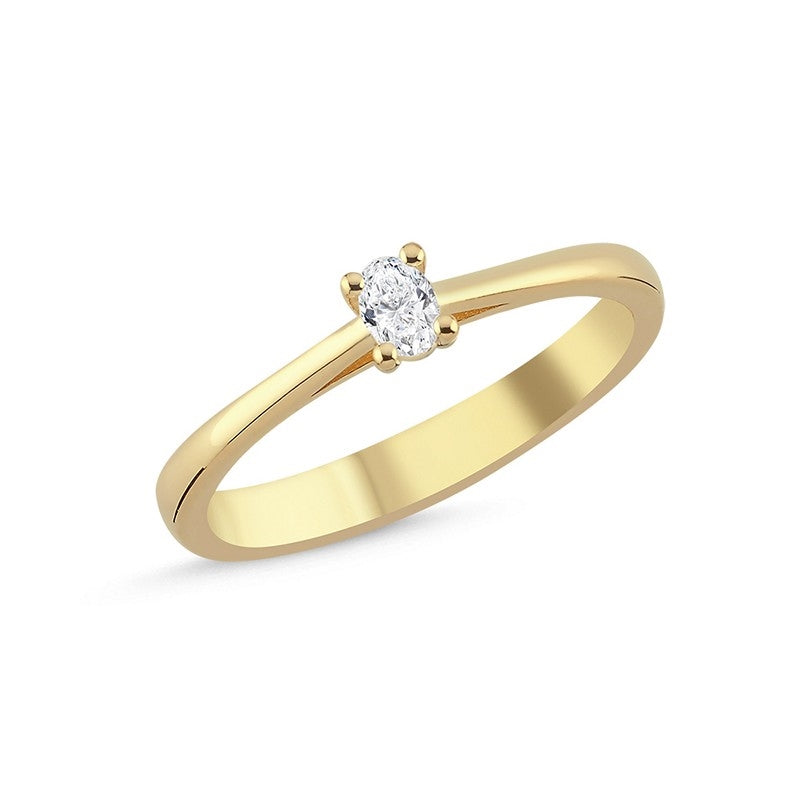 The One Oval Diamantring i 14 kt. guld med 0,13 - 0,50 carat