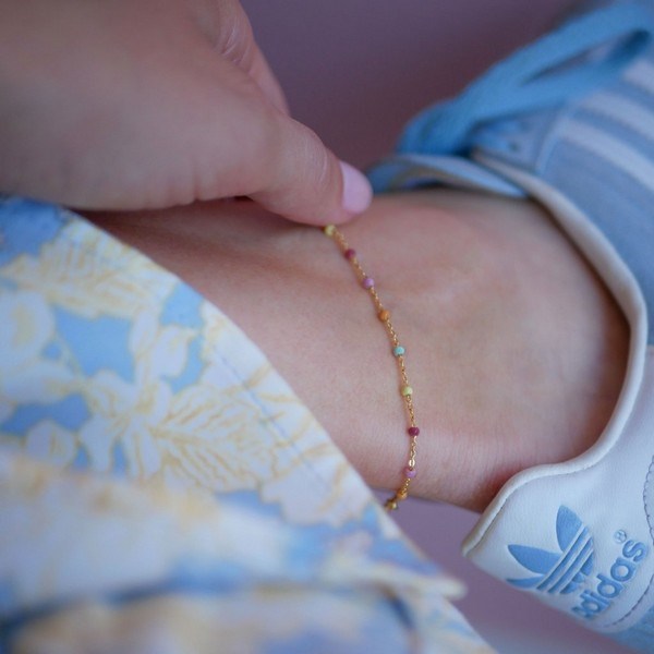 Enamel Lola Rainbow forgyldt Armbånd B66G-Rainbow