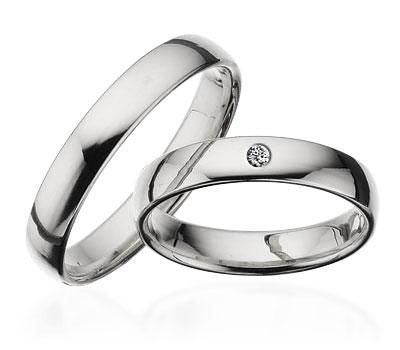 Vielsesringe - Hvidguld 14 kt. glat i 4 mm (med eller uden brillant)