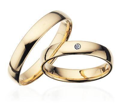 Vielsesringe - Guldringe 8-14 kt. glat i 4 mm (med eller uden brillant)