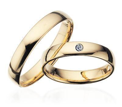 Vielsesringe - Guldringe 8-14 kt. glat i 4 mm (med eller uden brillant)