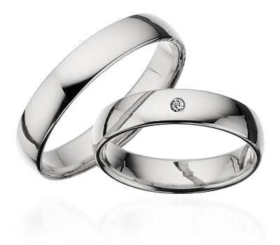 Vielsesringe - Hvidguld 14 kt. glat i 4,5 mm (med eller uden brillant)