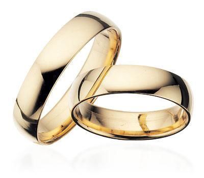 Vielsesringe i blankt guld fra Scrouples, 5 mm brede med mulighed for brillant
