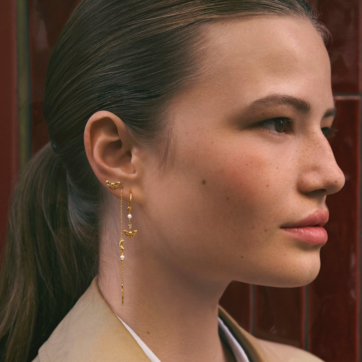Paulina øreringe i forgyldt sølv, model