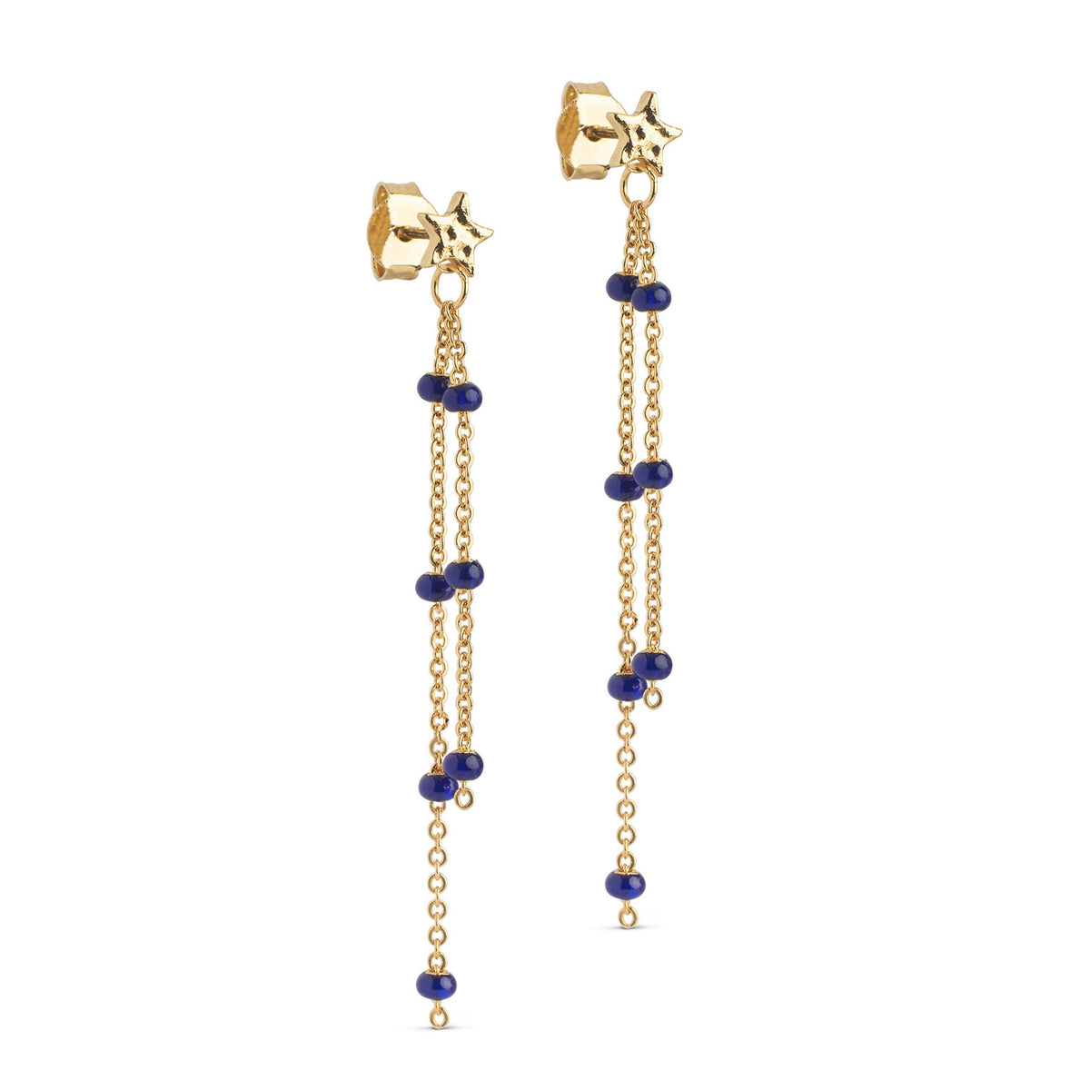 Enamel Lola Star Navy Blue øreringe i forgyldt messing