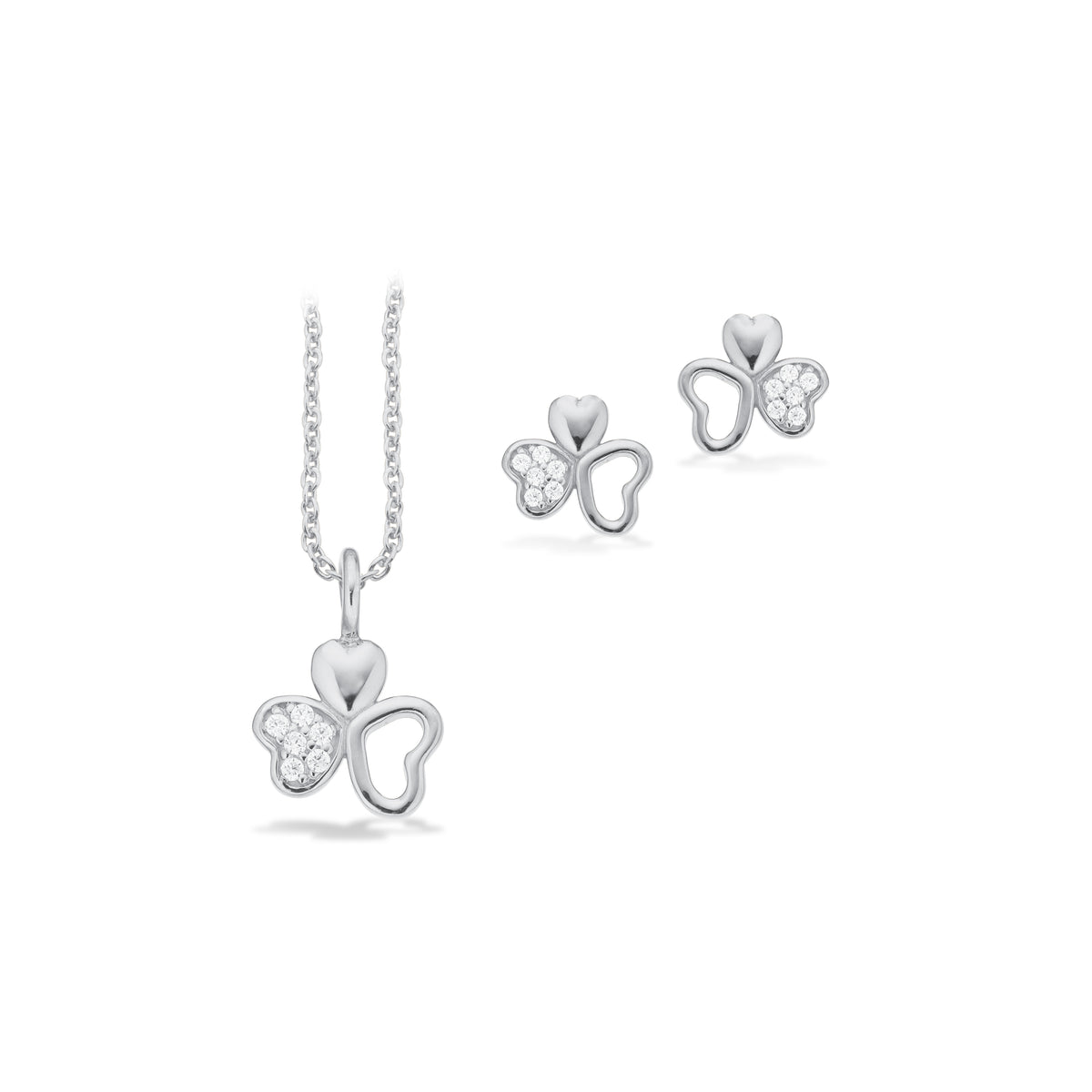 Scrouples Pixel smykkesæt med hjerte i sølv og zirkonia
