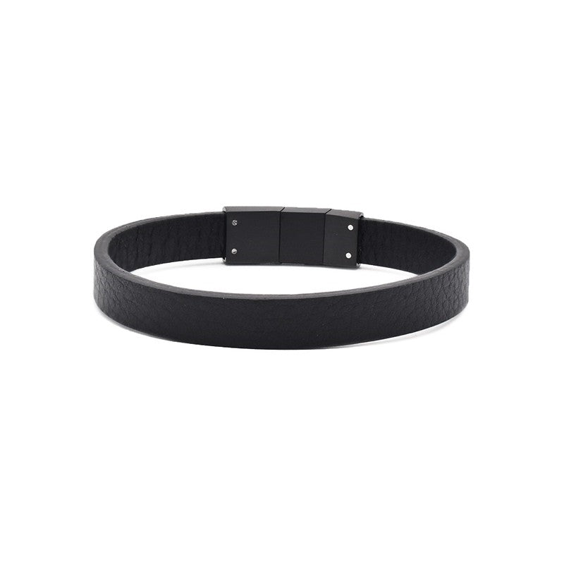 Rico's Læderarmbånd til mænd i sort læder RC521S-Black