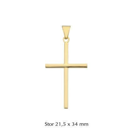 Stolpe Kors vedhæng i 8-14 kt guld. 21,5 x 34 mm Large