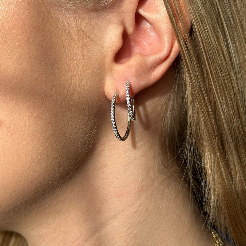 25 mm Tina Hoops i sølv m zirkonia ME-005-s