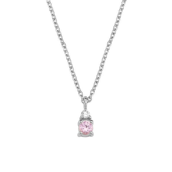 Petit rund - Pink safir halskæde i 14 kt. hvidguld | V1110
