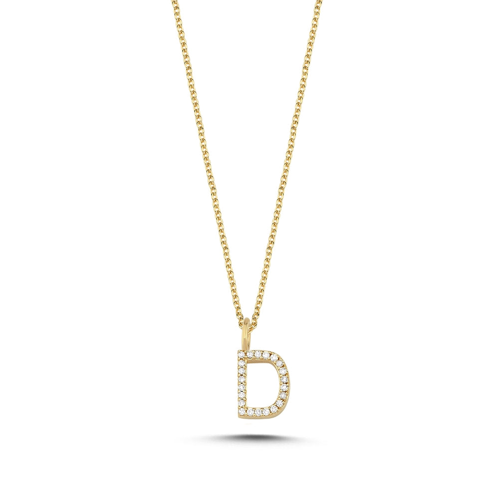 Bogstav vedhæng i 14 kt guld m i alt 0,035 - 0,115ct - 9,5 mm