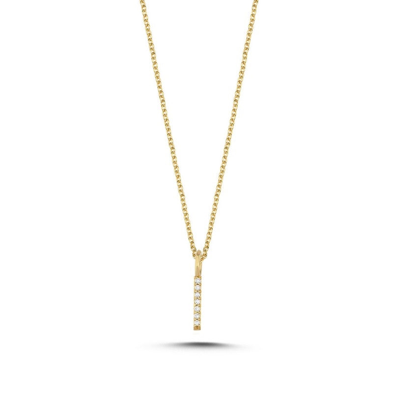 Bogstav vedhæng i 14 kt guld m i alt 0,035 - 0,115ct - 9,5 mm