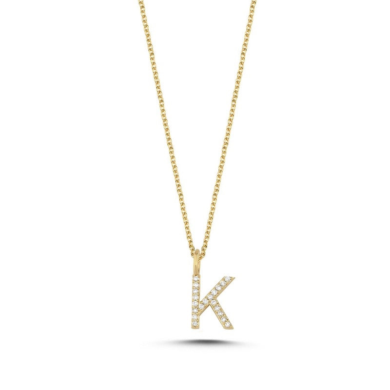 Bogstav vedhæng i 14 kt guld m i alt 0,035 - 0,115ct - 9,5 mm