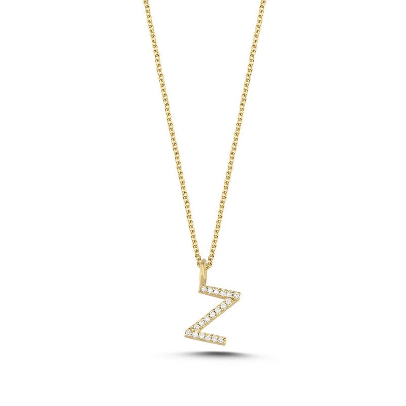 Bogstav vedhæng i 14 kt guld m i alt 0,035 - 0,115ct - 9,5 mm