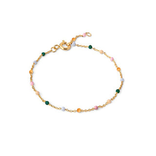 Enamel Lola Dreamy armbånd i forgyldt messing med emaljeperler i regnbuens farver