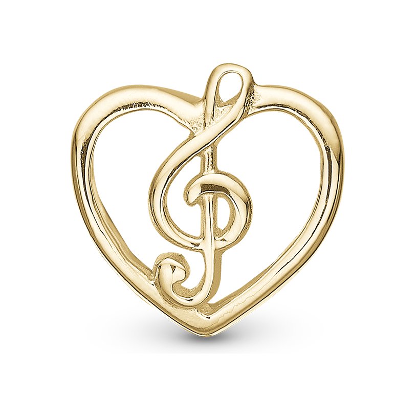 Christina Music Love charm i forgyldt sølv til læderarmbånd