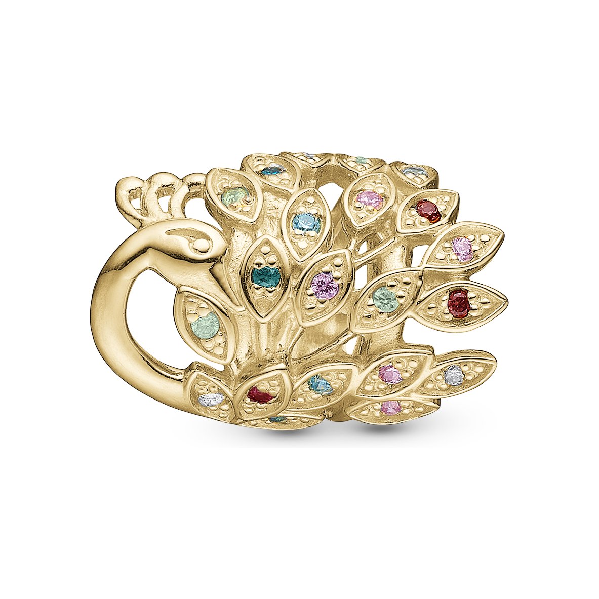 Christina Peacock charm i forgyldt sølv med zirkonia til læderarmbånd
