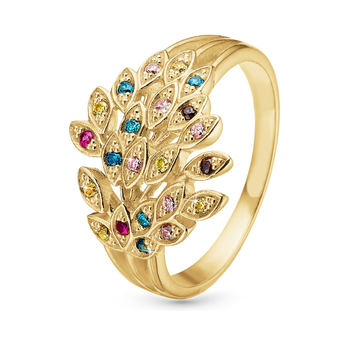 Christina Peacock ring i forgyldt sølv med zirkonia