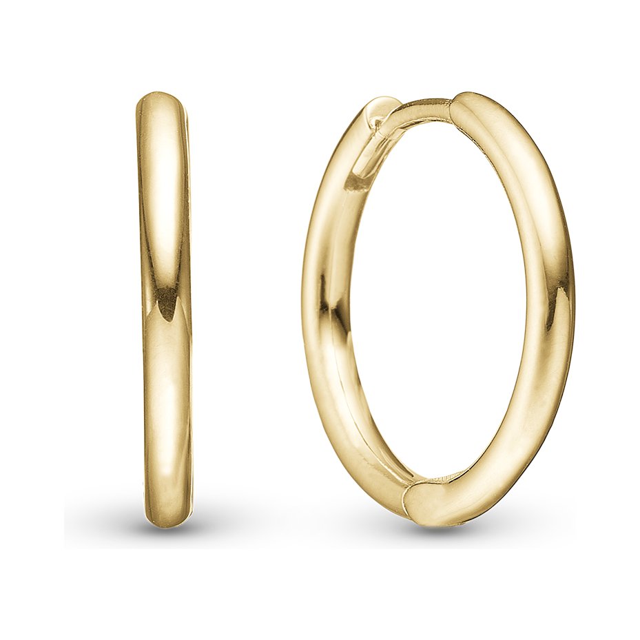 Christina Shiny Hoops øreringe i forgyldt sølv 13 mm