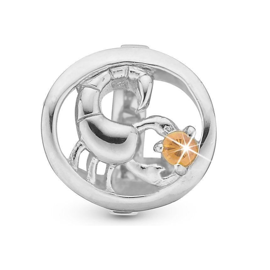 Christina Stjernetegn Skorpion charm i sølv med citrin til læderarmbånd
