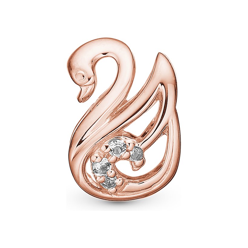 Christina The Swan charm i rosa forgyldt sølv med zirkonia til læderarmbånd