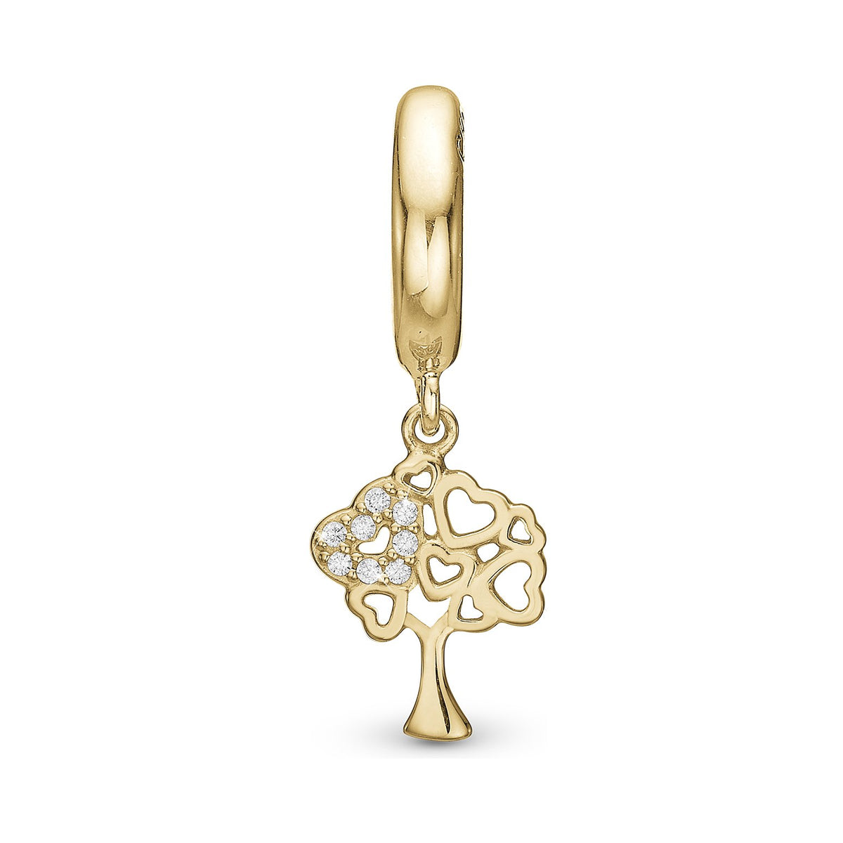 Christina Tree of Hearts charm i forgyldt sølv med zirkonia til læderarmbånd