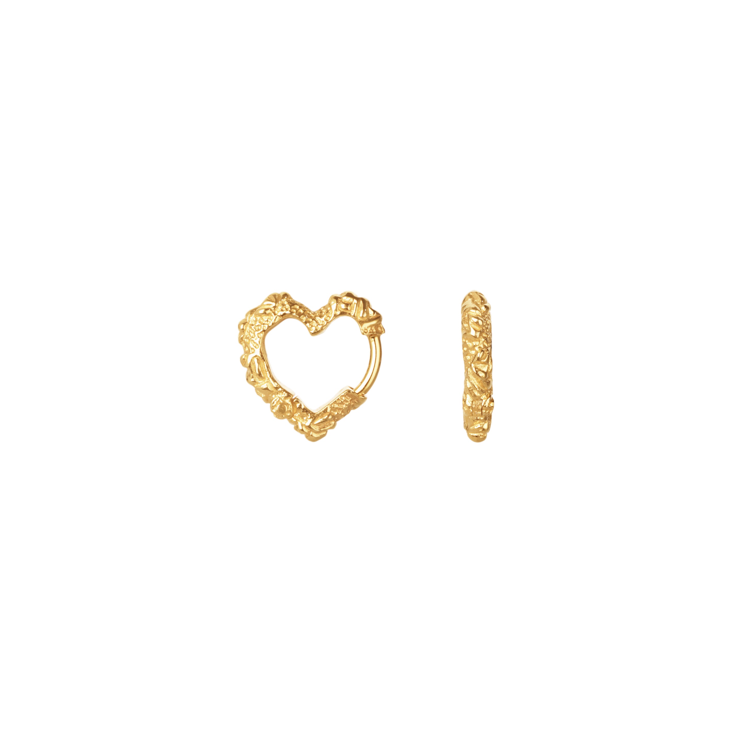 Camille Brinch Mini Heart Crush Hoops forgyldt