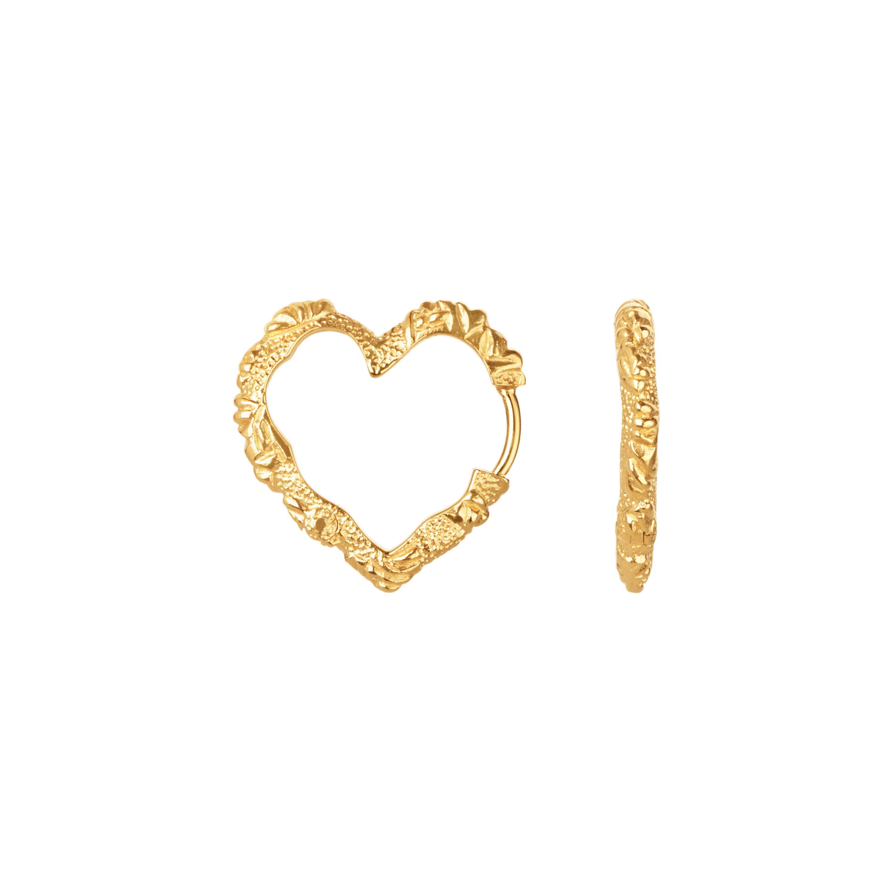 Camille Brinch Medium Heart Crush Hoops forgyldt