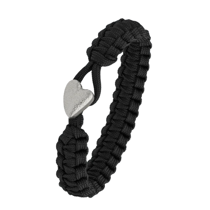 From Soldier To Soldier sort armbånd Heart Soldier lås sølvfarvet