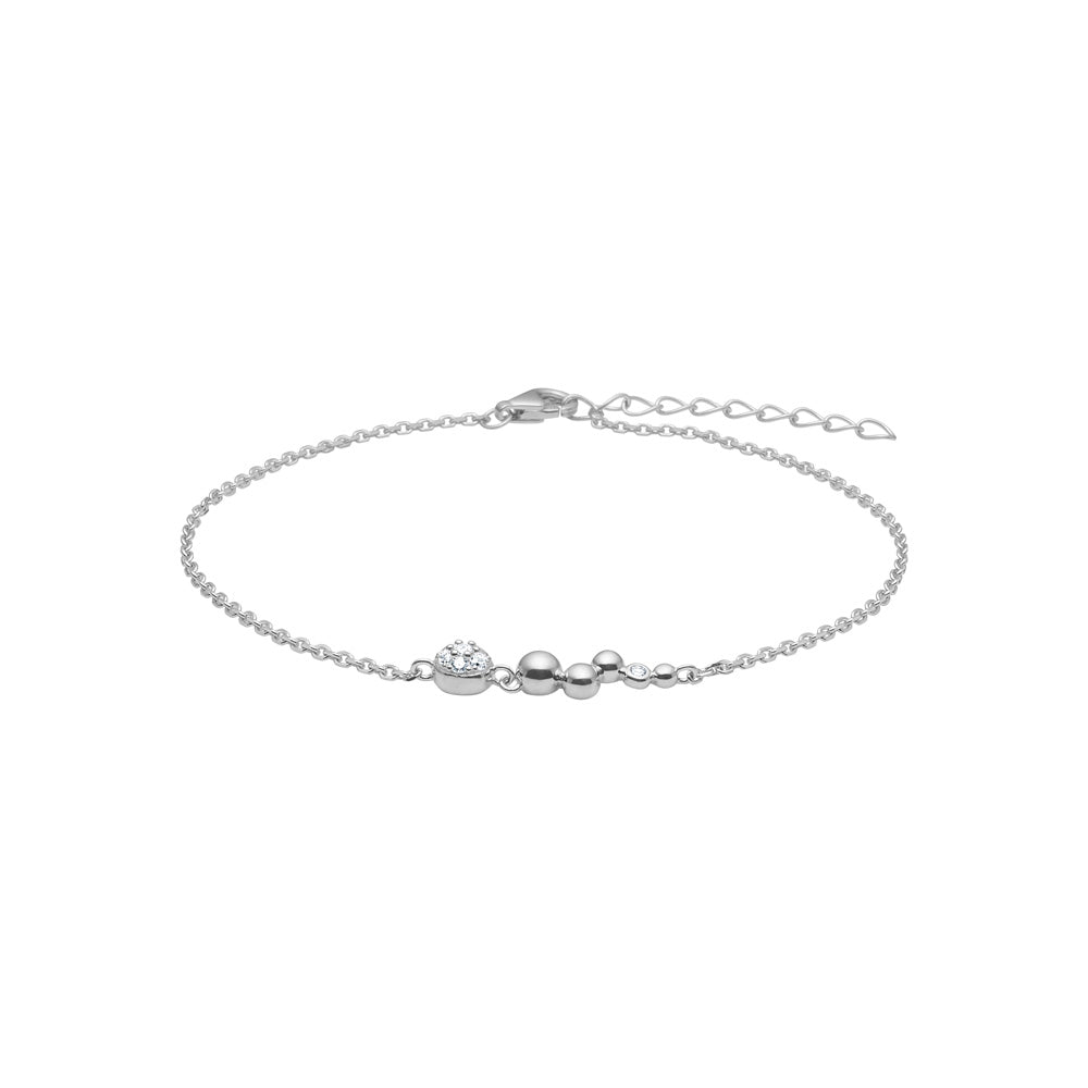 Armbånd med organiske kugler og zirkonia, sølv