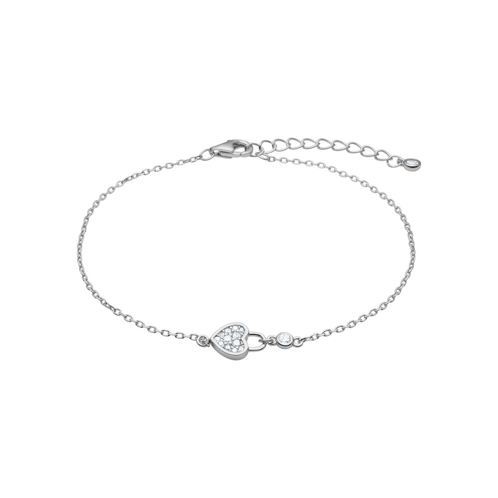 Armbånd med hjerteformet zirkonia-vedhæng, sølv