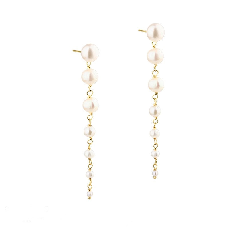 Aqua Dulce - Ghita Long Earstud i forgyldt sterlingsølv