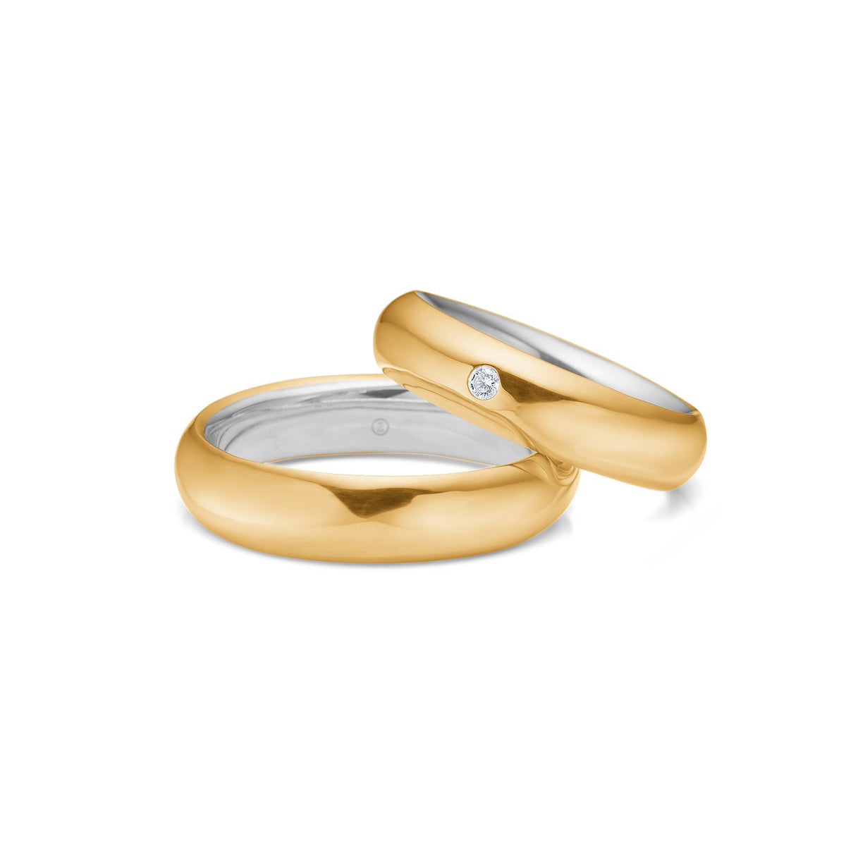 Mads Z vielsesringe 5 mm med diamant i 8 kt. guld med sølvkerne, damering og herrering